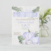 Invitation Petit Baby shower de fille Citrouille pourpre (Debout devant)