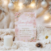 Invitation Petit Baby shower de fille d'hiver rose flocon de 