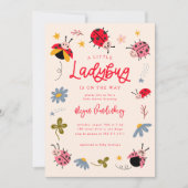 Invitation Petit Baby shower de fille Ladybug (Devant)