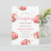 Invitation Petit Baby shower de fille Ladybug (Debout devant)