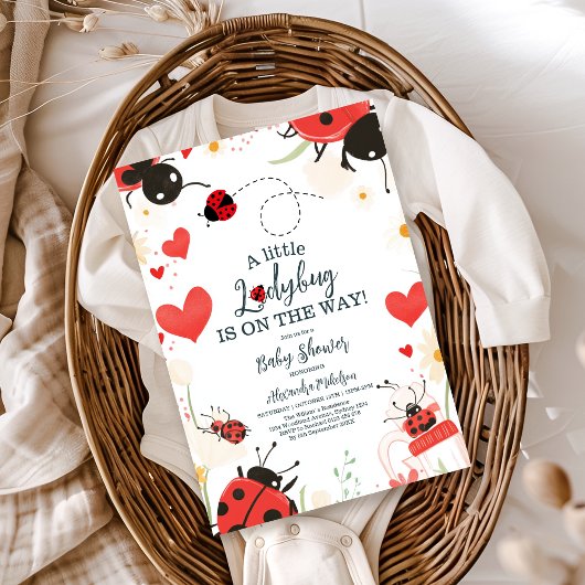 Invitation Petit Baby shower de fille Ladybug