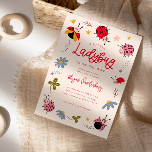 Invitation Petit Baby shower de fille Ladybug