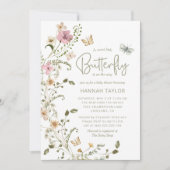Invitation Petit Baby shower de fille papillon (Devant)