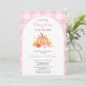 Invitation Petit Baby shower de fille rose Citrouille (Debout devant)