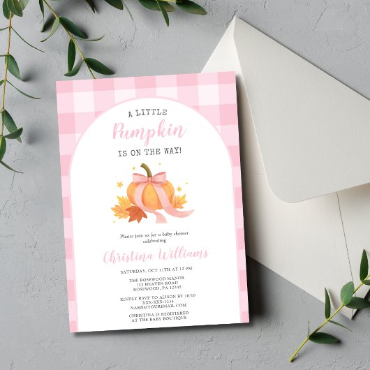 Invitation Petit Baby shower de fille rose Citrouille