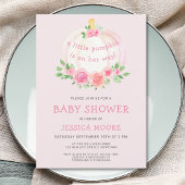 Invitation Petit Baby shower de fille rose Citrouille