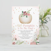 Invitation Petit Baby shower de fille rose Citrouille (Debout devant)