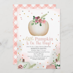 Invitation Petit Baby shower de fille rose Citrouille