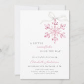 Invitation Petit Baby shower de fille rose de flocon de neige (Devant)