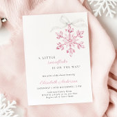 Invitation Petit Baby shower de fille rose de flocon de neige