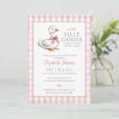 Invitation Petit Baby shower de fille rose d'oie sotte (Debout devant)