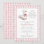 Invitation Petit Baby shower de fille rose d'oie sotte (Devant / Derrière)