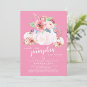 Invitation Petit Baby shower de filles Citrouilles (Debout devant)