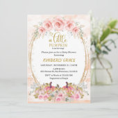 Invitation Petit Baby shower de fleurs Citrouilles rose Citro (Debout devant)