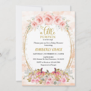 Invitation Petit Baby shower de fleurs Citrouilles rose Citro