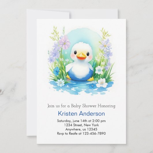 Invitation Petit Baby shower de garçon de canard (Devant)
