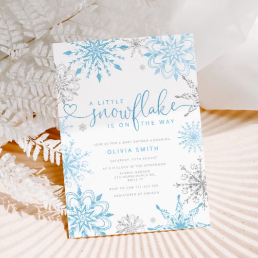 Invitation Petit baby shower de garçon en argent bleu