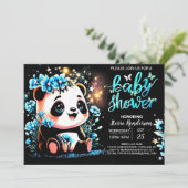 Invitation Petit Baby shower de garçon Panda enchanté (Debout devant)