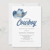 Invitation Petit Baby shower de garçon Western Cowboy Blue (Devant)