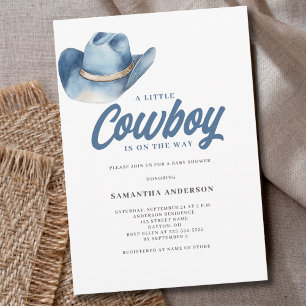 Invitation Petit Baby shower de garçon Western Cowboy Blue