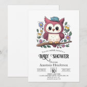 Invitation Petit Baby shower de hibou coloré (Devant / Derrière)