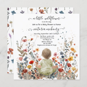 Invitation Petit baby shower de jardin fleur sauvage