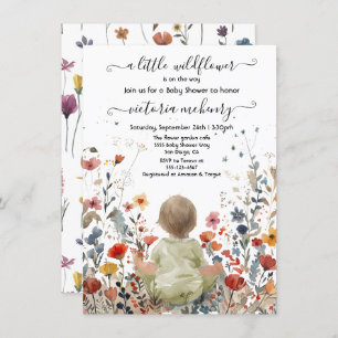Invitation Petit baby shower de jardin fleur sauvage