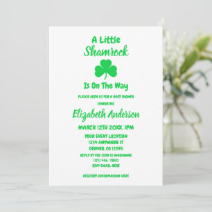 Invitation Petit Baby shower de la Saint Patrick Shamrock