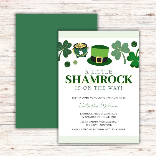 Invitation Petit Baby shower de la Saint Patrick Shamrock