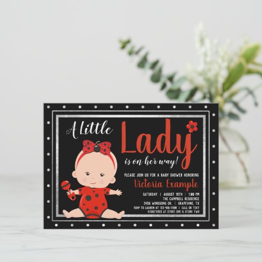 Invitation Petit Baby shower de Ladybug (Debout devant)