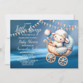 Invitation Petit Baby shower de Lampe Douce Bleu Belle (Devant)