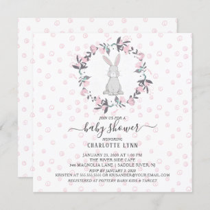 Invitation Petit Baby shower de lapin doux