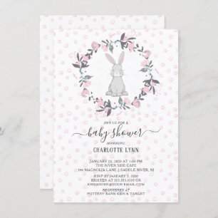 Invitation Petit Baby shower de lapin doux