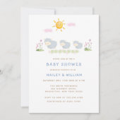 Invitation Petit Baby shower de mouton blanc mignon (Devant)