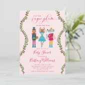 Invitation Petit Baby shower de Noël de la fille de prune de (Debout devant)