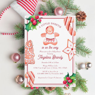 Invitation Petit Baby shower de pain d'épice de Noël Sweetie