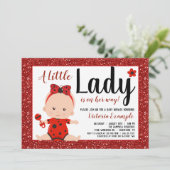 Invitation Petit Baby shower de petite fille de coccinelle (Debout devant)