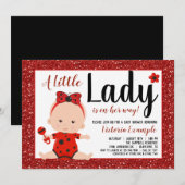 Invitation Petit Baby shower de petite fille de coccinelle (Devant / Derrière)