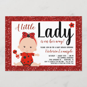 Invitation Petit Baby shower de petite fille de coccinelle