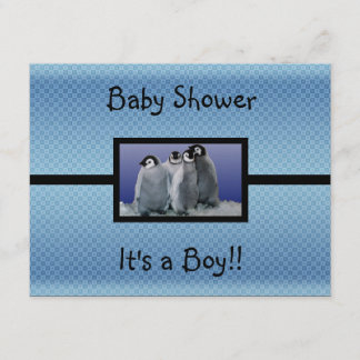 Invitation Petit Baby shower de pingouin