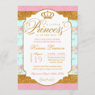 Invitation Petit baby shower de princesse Shabby Chic Flowers