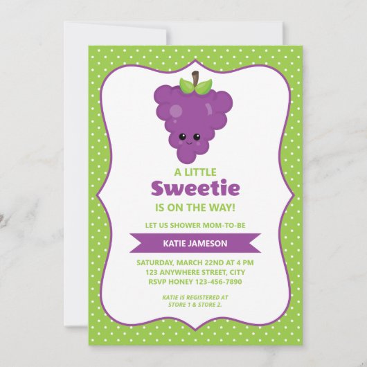 Invitation Petit Baby shower de raisin doux (Devant)