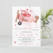 Invitation Petit Baby shower de Saint-Valentin rose (Debout devant)