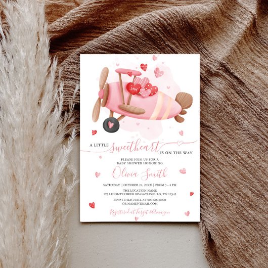 Invitation Petit Baby shower de Saint-Valentin rose