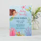 Invitation Petit baby shower de sirène coloré (Debout devant)