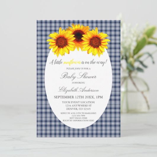Invitation Petit Baby shower de tournesol (Debout devant)
