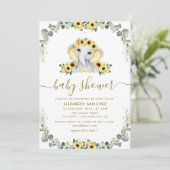 Invitation petit baby shower de tournesol d'eucalyptus d'élép (Debout devant)