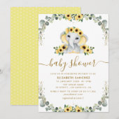 Invitation petit baby shower de tournesol d'eucalyptus d'élép (Devant / Derrière)