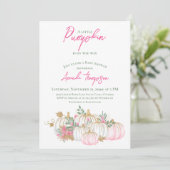 Invitation Petit Baby shower de verdure rose pâle Citrouille (Debout devant)