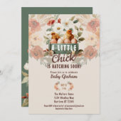 Invitation Petit Baby shower d'éclosion de poulet (Devant / Derrière)